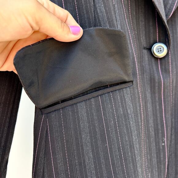 Dolce & Gabbana D&G Y2K Black Pink Pinstripe Blazer 38 Tailored Satin Lined - Picture 7 of 14